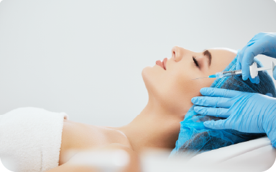 Pessoa a realizar um procedimento estético facial na Glow Clinic